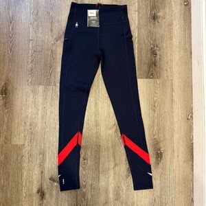 Smartwool Merino Sport Fleece Colorblock Leggings Deep Navy XS NWT